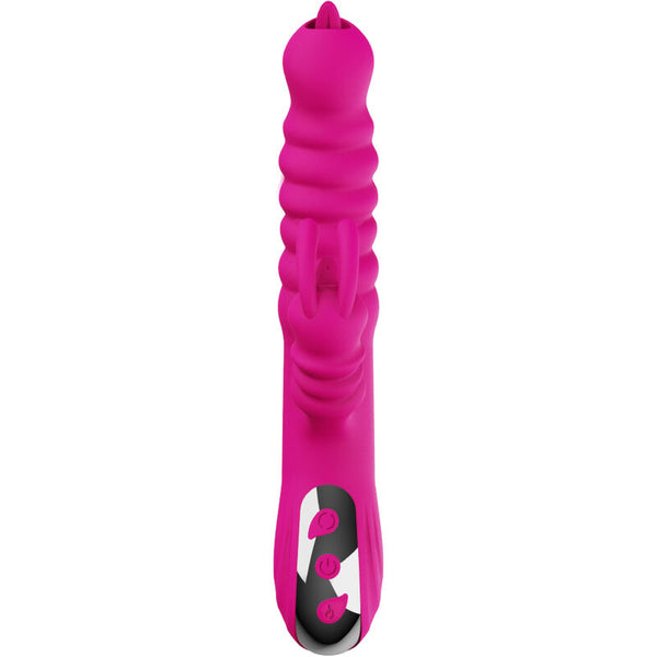 Vibrador multifunción rabbit doble lengua efecto calor fucsia