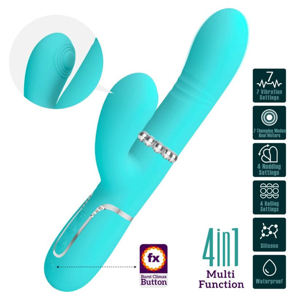 Vibrador Punto G multifunción verde agua