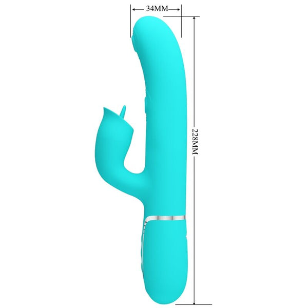 Vibrador rabbit con licking verde agua