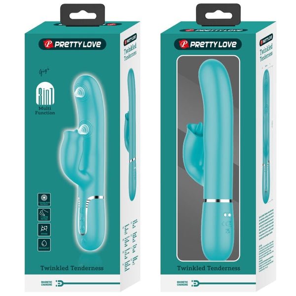 Vibrador rabbit con licking verde agua