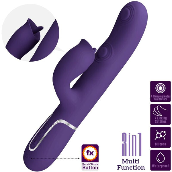 Vibrador rabbit con licking morado