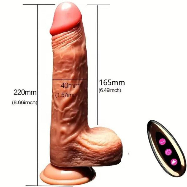 Dildo realista vibrador con movimiento de empuje y control remoto 22,5 cm