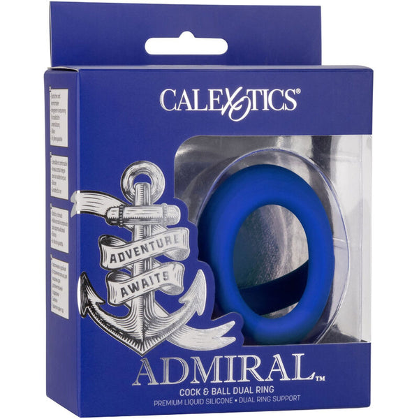 Anillo doble para pene y testículos CalExotics Admiral azul