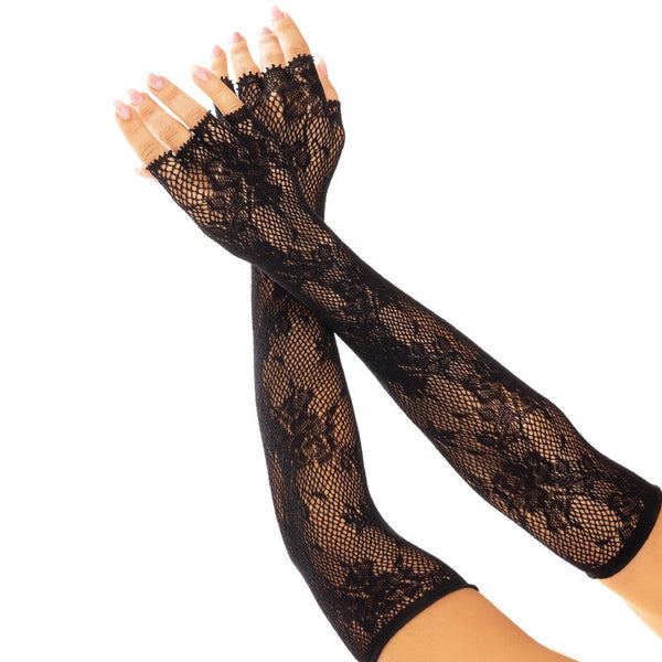 Leg guantes sin dedos red floral blanco