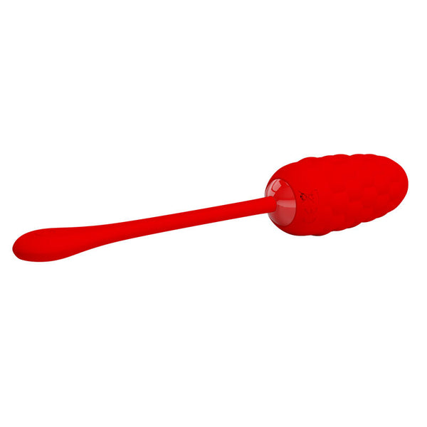 Huevo vibrador con textura marina recargable rojo