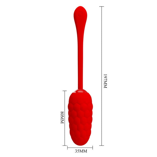 Huevo vibrador con textura marina recargable rojo