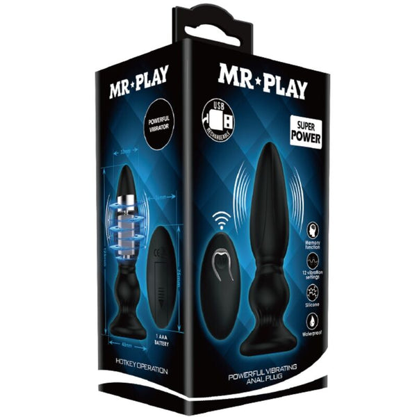 Vibrador potente control remoto anal plug negro