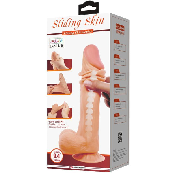 Pretty sliding skin series dildo realístico con ventosa piel deslizante 24 cm