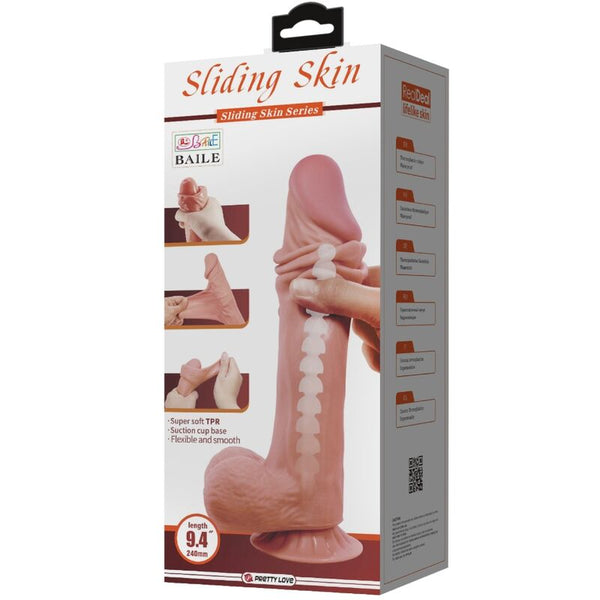 Pretty sliding skin series dildo realístico con ventosa piel deslizante moreno 24 cm