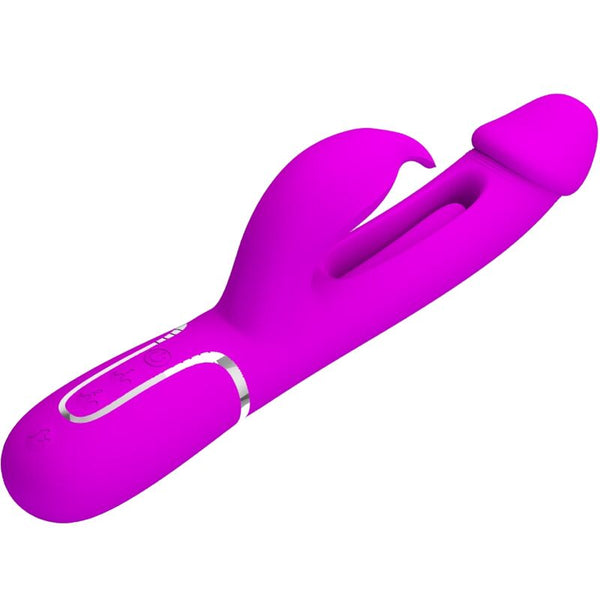 Kampas vibrador rabbit 3 en 1 multifunción con lengua fucsia