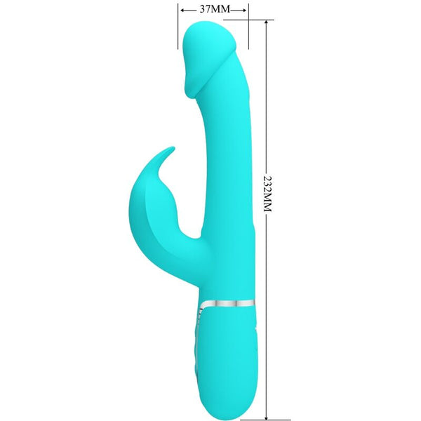 Kampas vibrador rabbit 3 en 1 multifunción con lengua verde agua