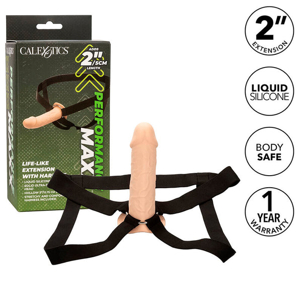 Calexotics performance maxx extensión realista con arnés piel claro