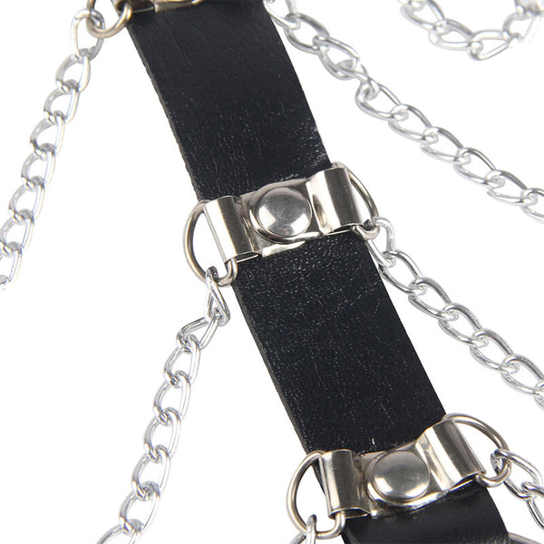Subblime arnés de pecho cadenas cuero negro talla única