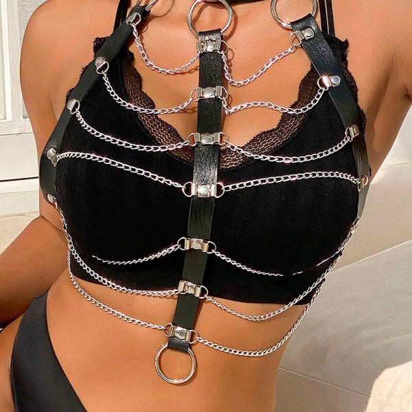 Subblime arnés de pecho cadenas cuero negro talla única