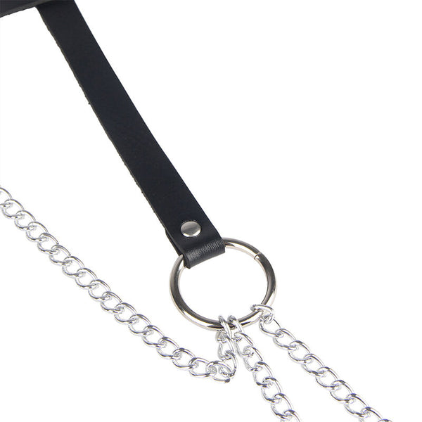 Subblime cinturon de cadenas anillas cuero negro talla única