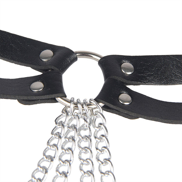 Subblime cinturon de cadenas anillas cuero negro talla única