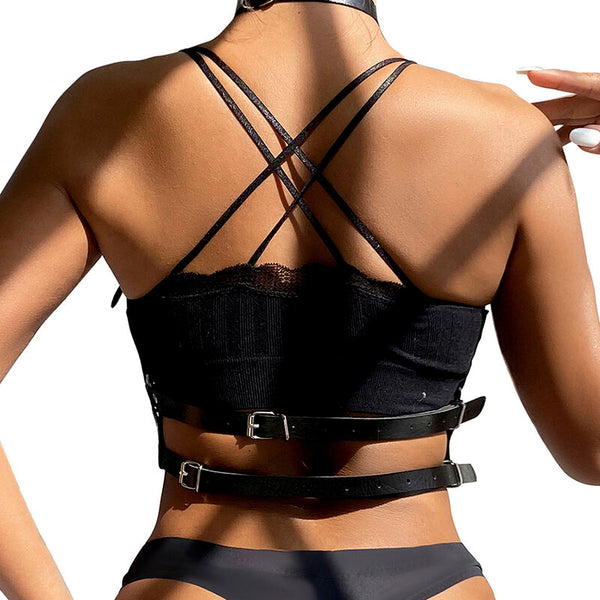 Subblime arnés de pecho anillas de cuero negro talla única