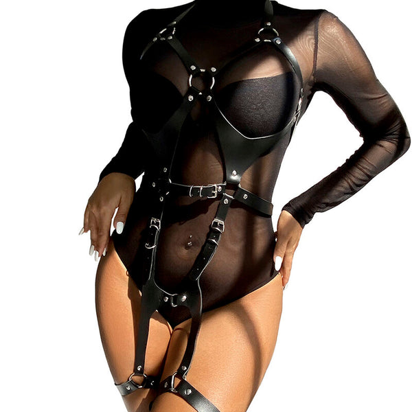 Subblime arnés cuerpo entero con hebillas cuero negro talla única