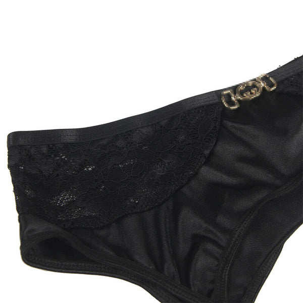 Subblime set de 3 piezas sujetador con tanga con liga encaje negro