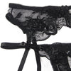 Subblime set de 3 piezas sujetador con tanga con liga estampado floral negro