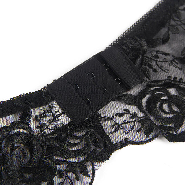 Subblime set de 3 piezas sujetador con tanga con liga estampado floral negro