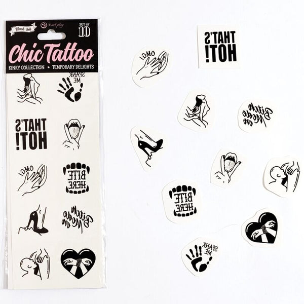 Secretplay set de 10 tattoos temporales kinky collection