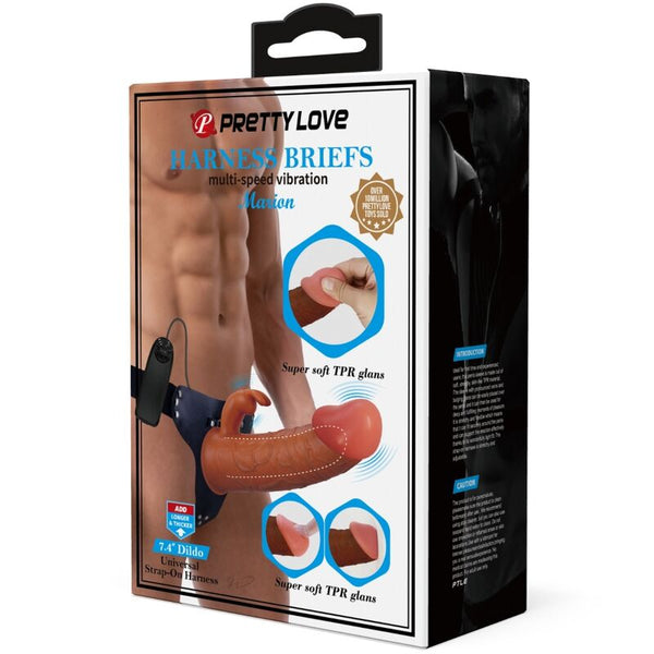Pretty marion arnés briefs universal con dildo vibración 19 cm mulato
