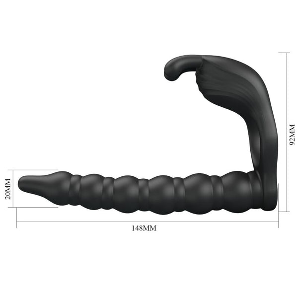 Blackney anillo pene con plug vibrador negro