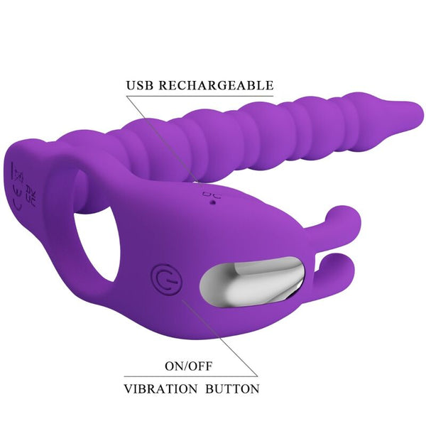 Blackney anillo pene con plug vibrador lila