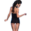 Chilirose cr 3859 babydoll y tanga negro azul