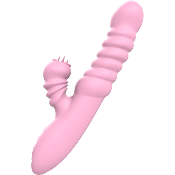 Vibrador multifunción con lengua estimuladora efecto calor rosa