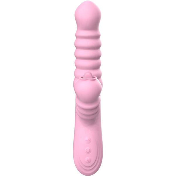 Vibrador multifunción con lengua estimuladora efecto calor rosa