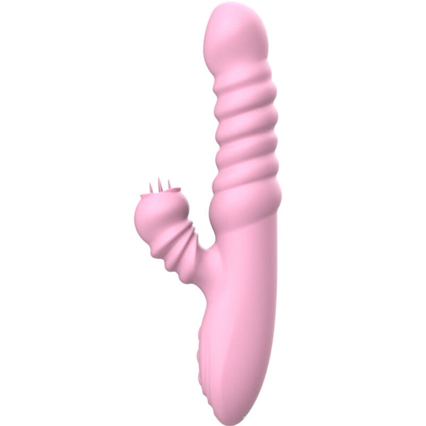 Vibrador multifunción con lengua estimuladora efecto calor rosa