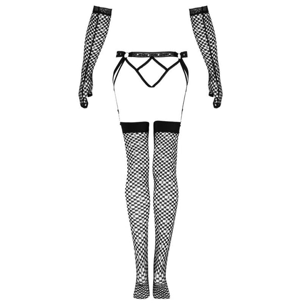 Livco nemalia set liguero con medias con guantes negro