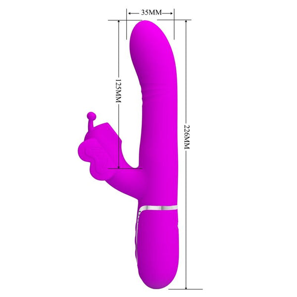 Vibrador rabbit multifunción 4 en 1 mariposa fucsia pretty love