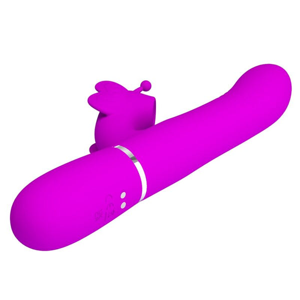 Vibrador rabbit multifunción 4 en 1 mariposa fucsia pretty love