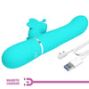 Vibrador rabbit multifunción 4 en 1 mariposa verde agua pretty love