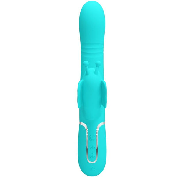Vibrador rabbit multifunción 4 en 1 mariposa verde agua pretty love