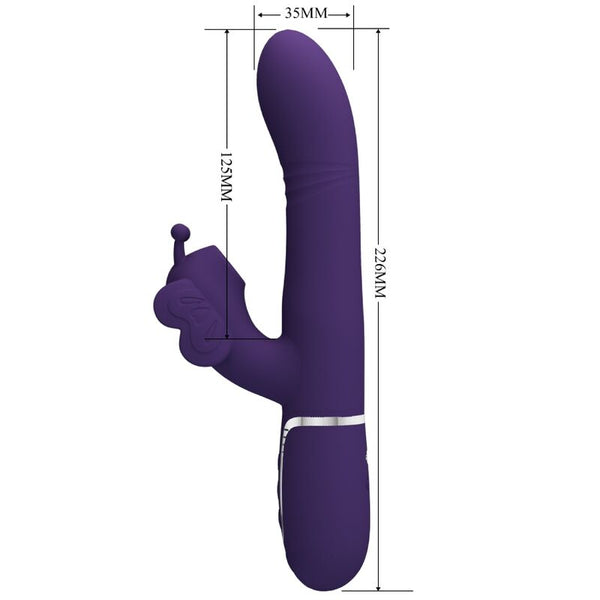 Vibrador rabbit multifunción 4 en 1 mariposa morado pretty love