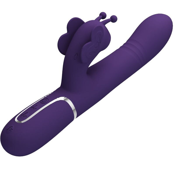 Vibrador rabbit multifunción 4 en 1 mariposa morado pretty love
