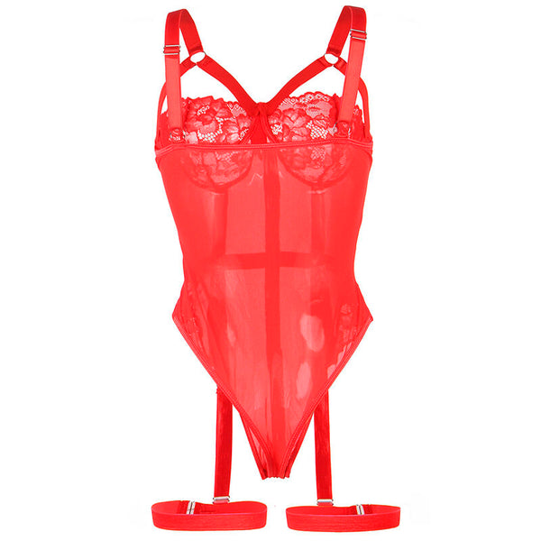 Subblime teddy con liguero detalle tiras pecho rojo
