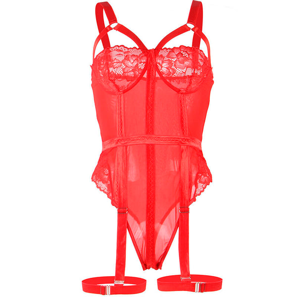 Subblime teddy con liguero detalle tiras pecho rojo
