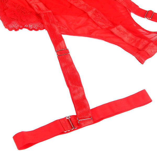 Subblime teddy con liguero detalle tiras pecho rojo