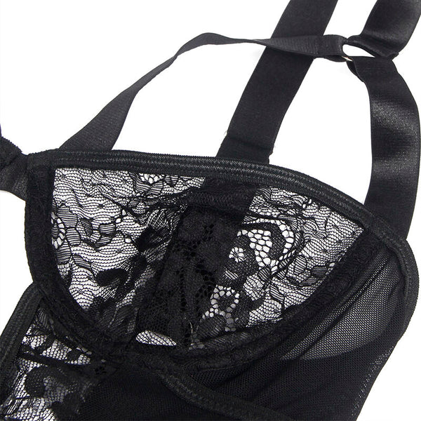 Subblime teddy con liga detalle encajes y tiras negro