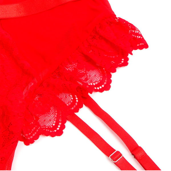 Subblime teddy con liga detalle encaje y tiras rojo