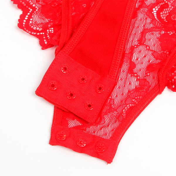 Subblime teddy con liga detalle encaje y tiras rojo