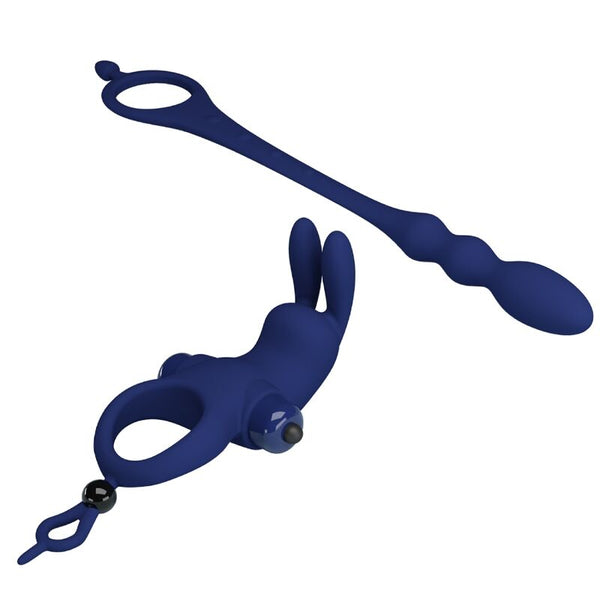 Ayad anillo vibrador rabbit con plug azul