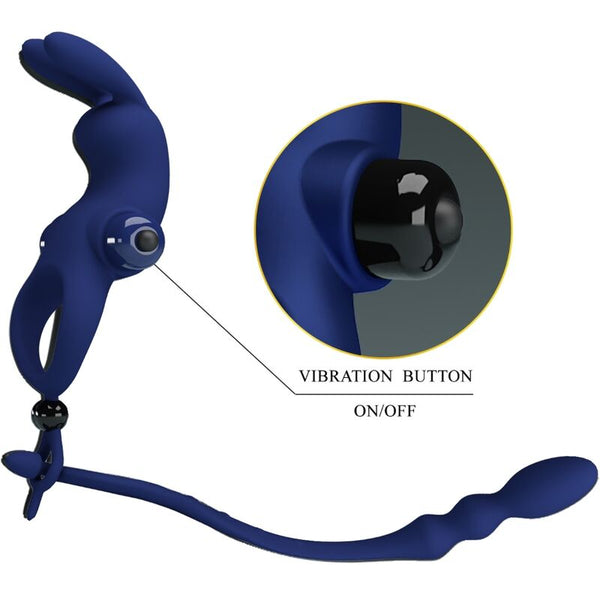 Ayad anillo vibrador rabbit con plug azul