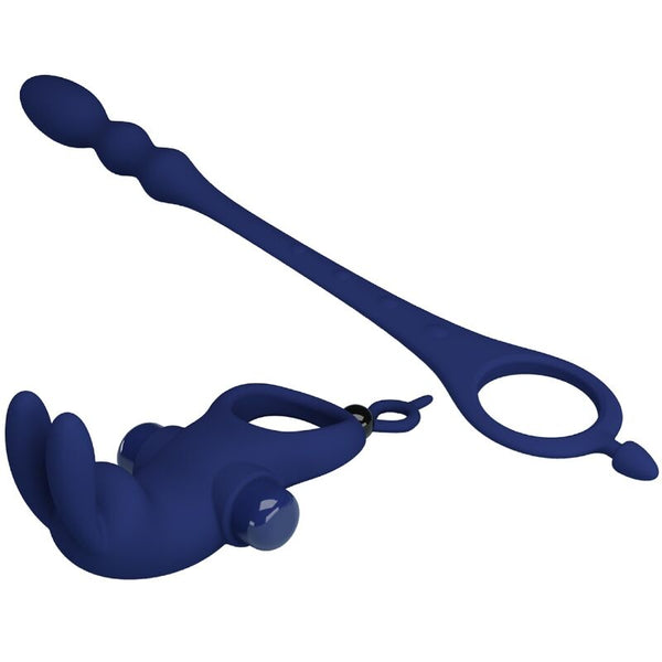 Ayad anillo vibrador rabbit con plug azul