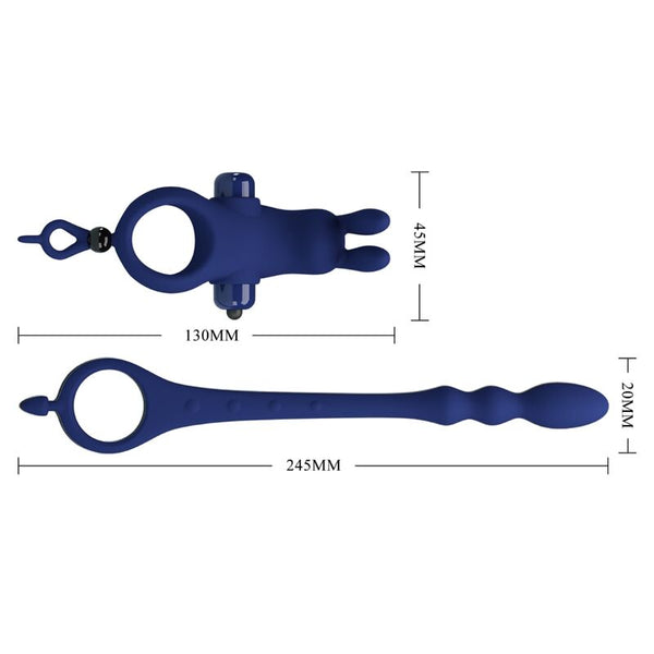 Ayad anillo vibrador rabbit con plug azul